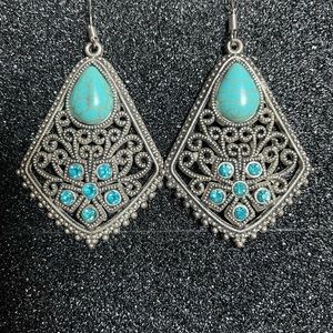 Turquoise & blue crystal earrings